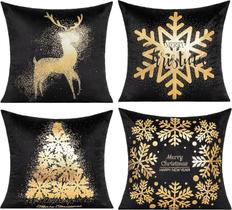 Capas de almofada All Smiles Christmas Gold 45x45cm, conjunto de 4