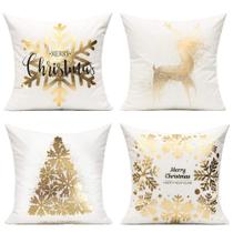 Capas de almofada All Smiles White Gold Christmas 45x45cm