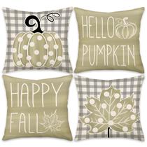 Capas de almofada Asamour Fall Hello Pumpkin 45 x 45 cm, conjunto 4