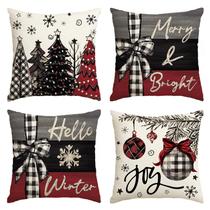 Capas de almofada AVOIN colorlife Merry Christmas, conjunto de 4 Capas de almofada AVOIN colorlife Merry Christmas, conjunto de 4