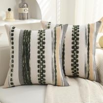 Capas de almofada Boho PLEPATE 45x45 cm, conjunto de 2 capas de chenille verde