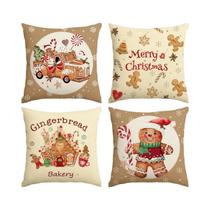 Capas De Almofada Com Design De Biscoito De Gengibre E Doces De Natal Na Cor Cáqui Para O Inverno Capas De Almofada Com Design De Biscoito De Gengibre E Doces De Natal Na Cor Cáqui Para O Inverno