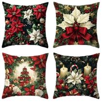 Capas de Almofada de Natal Kit 4 Peças com Zíper Sala Decorada