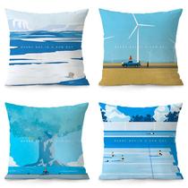 Capas de almofada de veludo de pelúcia Nordic Blue Series 35x35cm Capas de almofada de veludo de pelúcia Nordic Blue Series 35x35cm