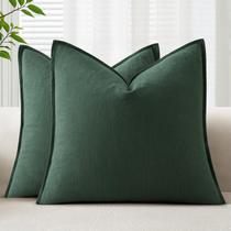 Capas de almofada decorativas EMEMA 61x61 cm, linho verde, pacote com 2 Capas de almofada decorativas EMEMA 61x61 cm, linho verde, pacote com 2