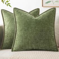 Capas de Almofada Decorativas MIULEE 46x46 cm Chenille Verde Sálvia