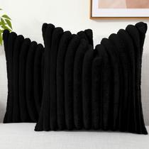 Capas de almofada DecoruHome Faux Fur 26x26 cm pretas, conjunto de 2 Capas de almofada DecoruHome Faux Fur 26x26 cm pretas, conjunto de 2