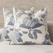 Capas de almofada Findtower Linen Floral Vintage Blue 50x50cm Capas de almofada Findtower Linen Floral Vintage Blue 50x50cm
