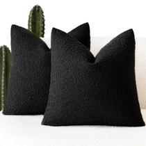 Capas de almofada Findtower Textured Boucle 50x50cm pretas