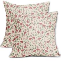 Capas de almofada floral rosa verde Aytipun, 24 x 24 horas, conjunto de 2 fronhas decorativas vintage, rústicas, de estilo antigo, fofas, estampa de flores pequenas, decoração de almofada de fazenda, decoração para sofá-cama Capas de almofada floral rosa verde Aytipun, 24 x 24 horas, conjunto de 2 fronhas decorativas vintage, rústicas, de estilo antigo, fofas, estampa de flores pequenas, decoração de almofada de fazenda, decoração para sofá-cama