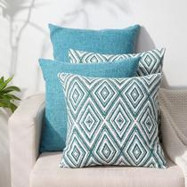 Capas de almofada HPUK com design geométrico, linho, 50 x 50 cm, 4 unidades