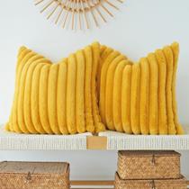Capas de almofada JOJUSIS Faux Fur Plush (amarelo mostarda)