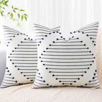 Capas de almofada Mecatny Boho Navy/Cream White 50 x 50 cm, 2 unidades