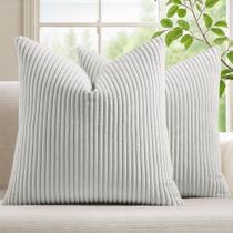 Capas de almofada Mecatny Corduroy 45x45cm, conjunto de 2, cinza