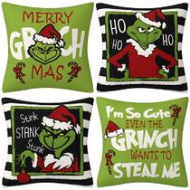 Capas de almofada Merry Christmas Grinch Anime 45x45cm 4 unidades