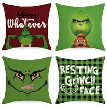Capas de almofada Merry Christmas Grinch Anime 45x45cm 4 unidades