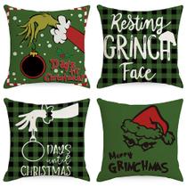 Capas de almofada Merry Christmas Grinchs 45x45cm 4 unidades