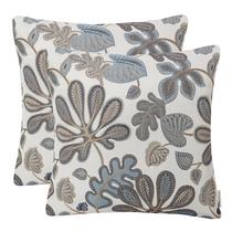 Capas de almofada Mika Home Tropical Leaf 22x22 Blue Cream