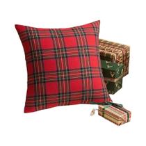 Capas de Almofada Natalinas Tartan Xadrez 45x45cm - Floco de Neve para Sofá e Cama