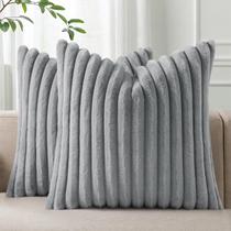 Capas de almofada Pallene Faux Fur Plush 45x45 cm, cinza, conjunto 2