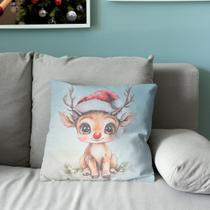 Capas De Almofada Para Sala Quarto Suede Estampa Papai Noel Natal Natalinas 43x43cm