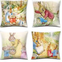 Capas de almofada Peters Rabbits Anime 45 x 45 cm 4 unidades/lote Capas de almofada Peters Rabbits Anime 45 x 45 cm 4 unidades/lote