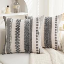 Capas de almofada PLEPATE Boho Chenille 45x45cm, conjunto de 2, cinza Capas de almofada PLEPATE Boho Chenille 45x45cm, conjunto de 2, cinza