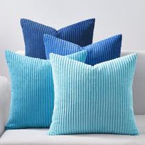 Capas de almofada Topfinel Blue 45x45cm, conjunto de 4 veludo cotelê Capas de almofada Topfinel Blue 45x45cm, conjunto de 4 veludo cotelê