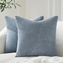 Capas de almofada Topfinel Dusty Blue Corduroy 50x50cm, conjunto de 2