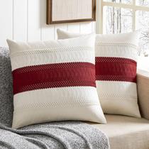 Capas de almofada ZeeMart Cotton Boho, 61 x 61 cm, vermelhas, pacote com 2