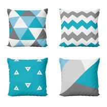 Capas de Almofadas Azul Decorativas e Geometricas Para Sala 40x40 - Novadecora