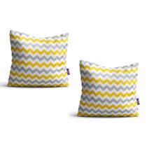 Capas de Almofadas Chevron Amarela e Cinza 2un 35x35cm