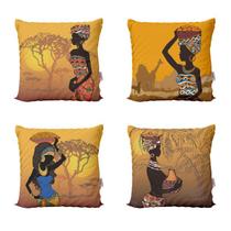 Capas de Almofadas Decorativas Africanas Amarelas Para Sofá 40x40 - Novadecora