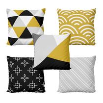 Capas de Almofadas Decorativas Amarelas, Pretas e Cinza 40x40 - Novadecora