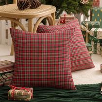 Capas de almofadas decorativas AQOTHES Christmas Plaid Capas de almofadas decorativas AQOTHES Christmas Plaid