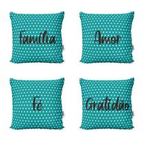 Capas De Almofadas Decorativas Azul Turquesa Frases Sofá