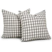 Capas de almofadas decorativas CARRIE HOME 16x16 cinza xadrez, conjunto de 2