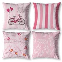 Capas de Almofadas Decorativas Estampadas Bike Rosa Capas de Almofadas Decorativas Estampadas Bike Rosa