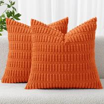 Capas de almofadas decorativas MIULEE 41x41 cm, corduroy, laranja, pacote com 2 unidades