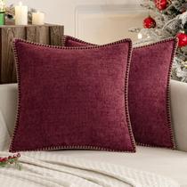 Capas de almofadas decorativas MIULEE 51x51 cm Burgundy, pacote com 2