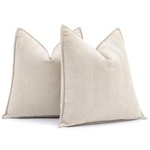 Capas de almofadas decorativas MIULEE, pacote com 2, 60 x 60 cm, bege chenille