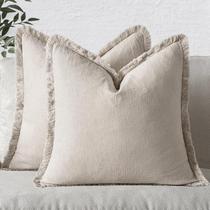 Capas de almofadas decorativas MIULEE, pacote com 2 franjas de linho de 36 x 14 polegadas Capas de almofadas decorativas MIULEE, pacote com 2 franjas de linho de 36 x 14 polegadas