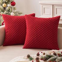 Capas de almofadas decorativas MIULEE Red Corduroy Boho 46x46 cm, conjunto 2 Capas de almofadas decorativas MIULEE Red Corduroy Boho 46x46 cm, conjunto 2