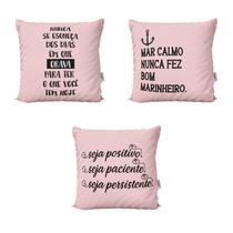 Capas de Almofadas Personalizadas Rosa com Frases Para Sofá 40x40 - Novadecora