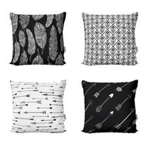 Capas de Almofadas Preto e Branco Decorativas Feather Arrows Para Sofá 40x40 - Novadecora Capas de Almofadas Preto e Branco Decorativas Feather Arrows Para Sofá 40x40 - Novadecora