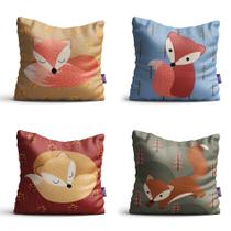 Capas de Almofadas Raposinha para Quarto Infantil 35x35cm 4u Capas de Almofadas Raposinha para Quarto Infantil 35x35cm 4u