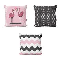 Capas de Almofadas Rosa Flamingos Decorativas e Geométricas Para Sofá 40x40 - Novadecora