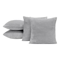 Capas de Almofadas Velvet Bariloche Tecido Flannel Jacquard Toque Fofinho 45cm x 45cm 04 Peças Cinza