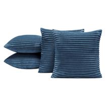 Capas de Almofadas Velvet Bariloche Tecido Flannel Jacquard Toque Fofinho 45cm x 45cm 04 Peças Marinho