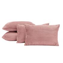 Capas de Almofadas Velvet Bariloche Tecido Flannel Jacquard Toque Fofinho 60cm x 30cm 04 Peças Rosê Capas de Almofadas Velvet Bariloche Tecido Flannel Jacquard Toque Fofinho 60cm x 30cm 04 Peças Rosê
